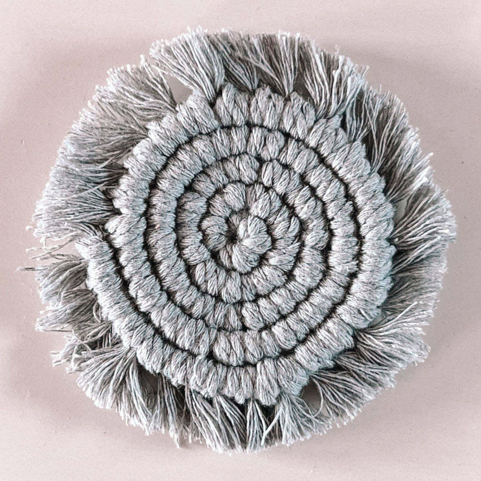 Macy Mae Dollhouse Designs Boho Fringe Round Rug | Gray