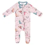 Copper Pearl Zipper Footie - Cheyenne Newborn