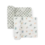 Little Unicorn Organic Cotton Muslin Swaddle 2 pack - Little Dino