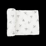 Little Unicorn Organic Cotton Muslin Swaddle - Single - Pewter Planes