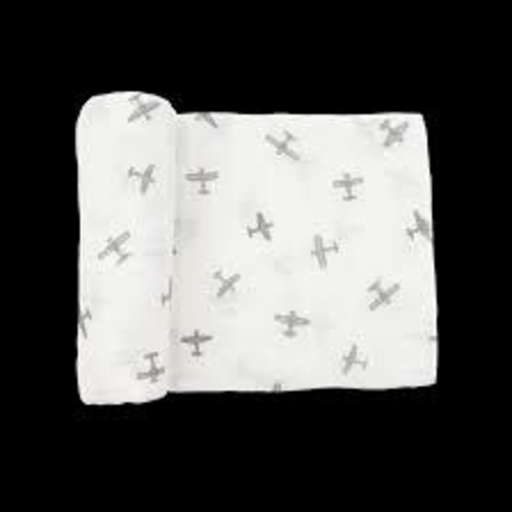 Little Unicorn Organic Cotton Muslin Swaddle - Single - Pewter Planes