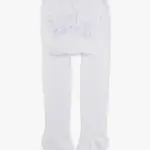 RuffleButts Footed Ruffle Tights | White