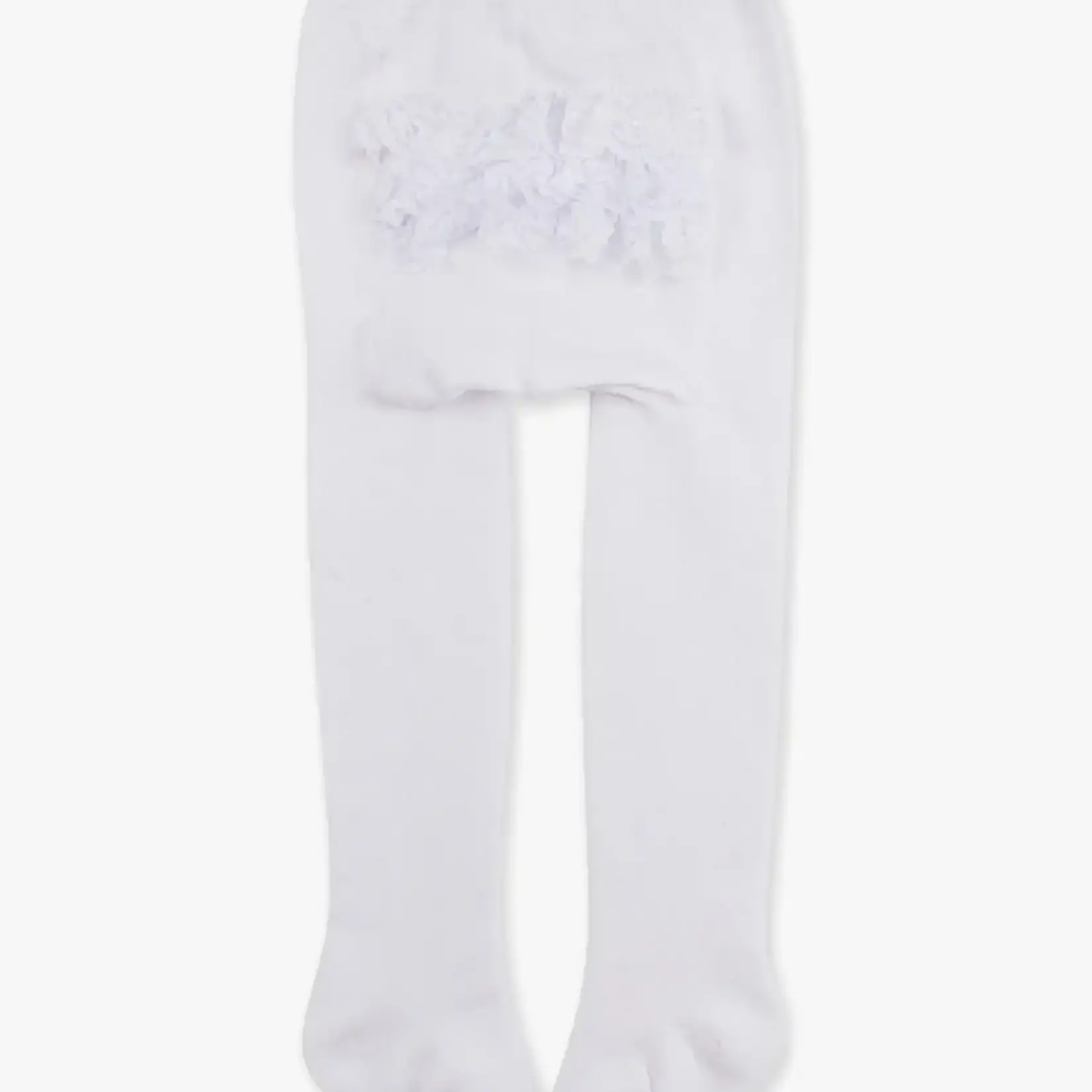 RuffleButts Footed Ruffle Tights | White
