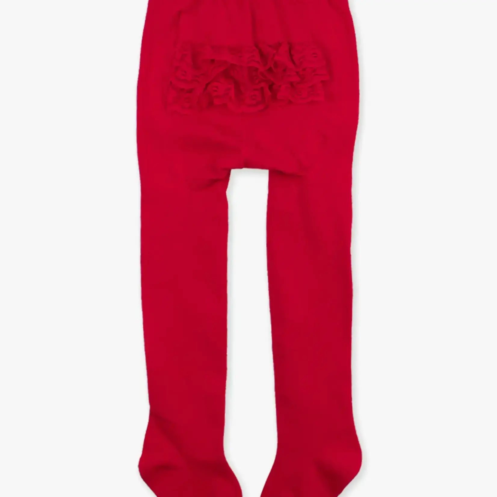 RuffleButts Footed Ruffle Tights | Red