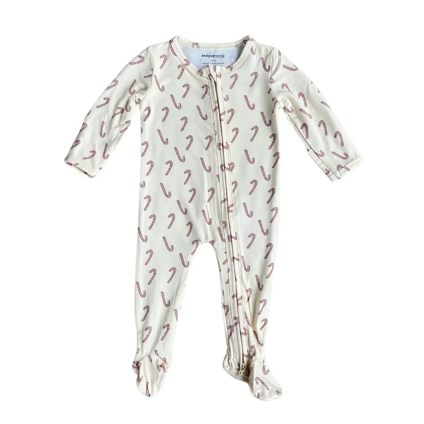 babysprouts clothing company Baby Zip Romper | Christmas Candy Cane