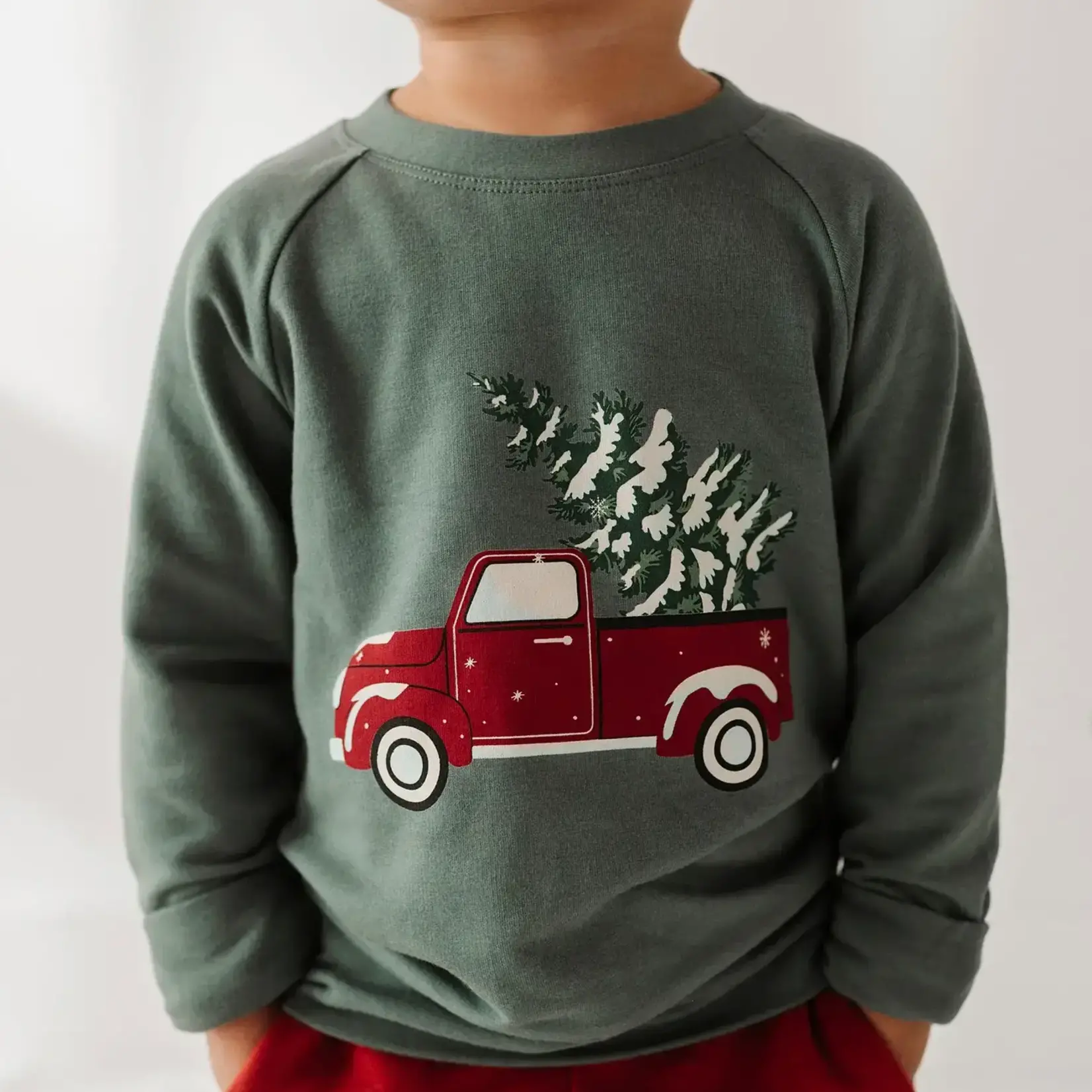 babysprouts clothing company Boys Raglan Sweatshirt | Christmas Truck