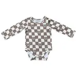babysprouts clothing company Baby LS Bamboo Bodysuit | Smiley Check