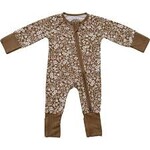 Mebie Baby Bamboo Zipper Romper - Brown Floral