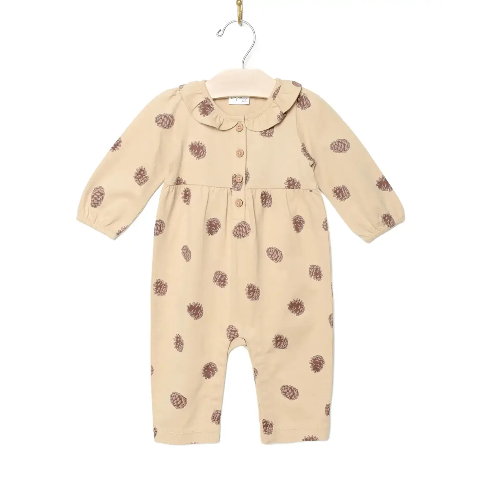 City Mouse Frill Collar Romper | Pinecones