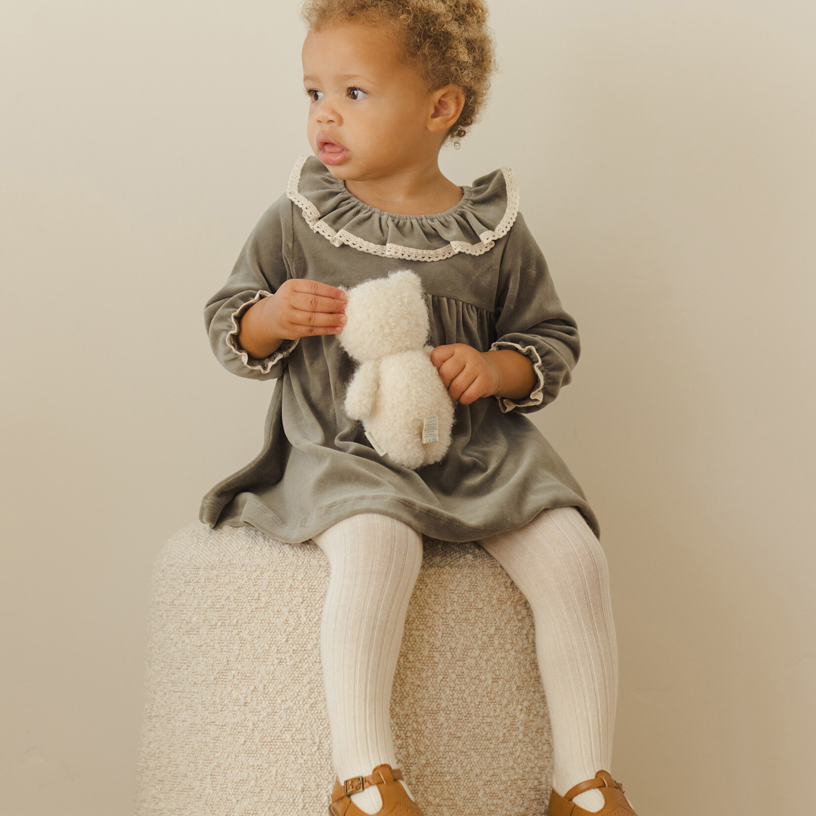 Quincy Mae Velour Dress Baby | Forest