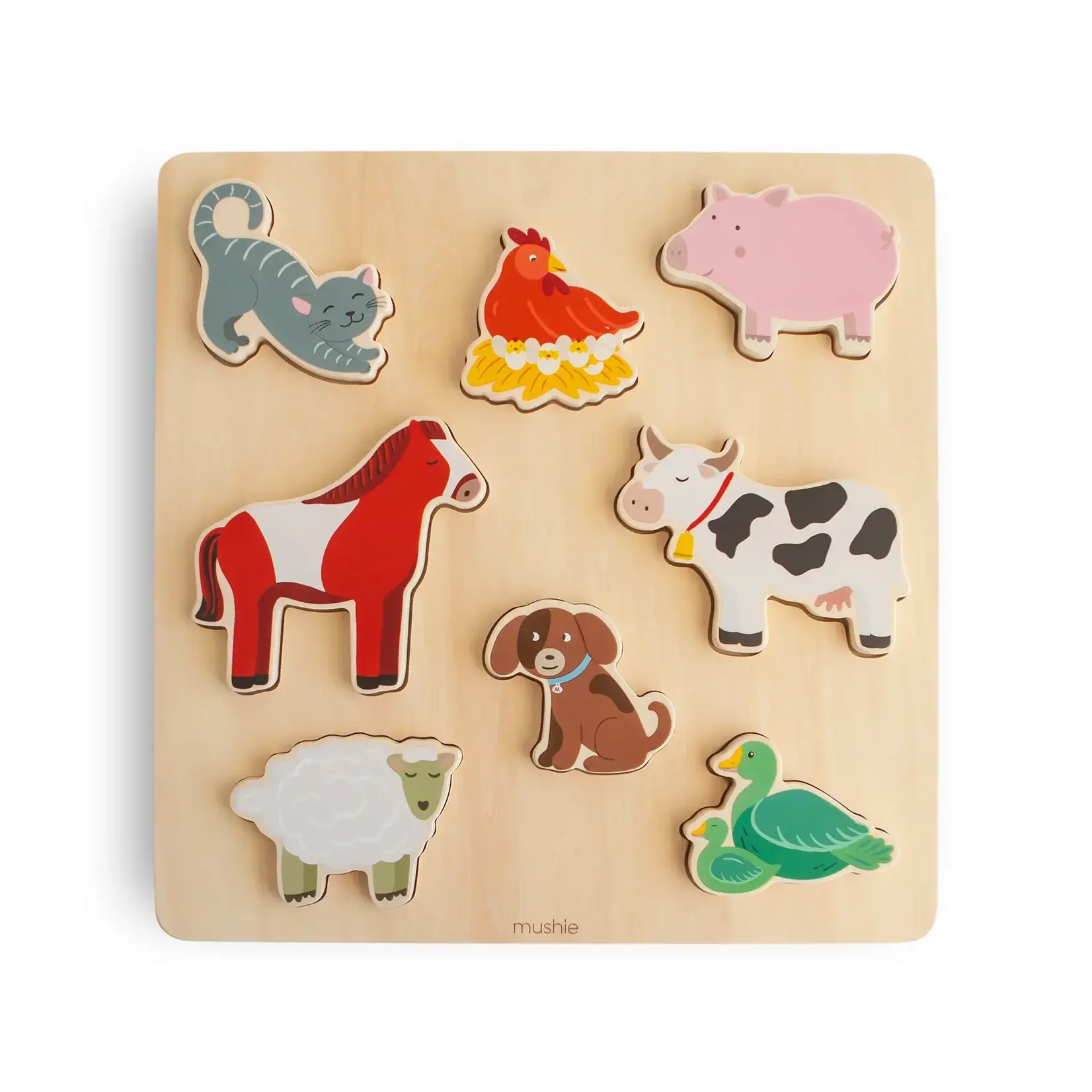 Mushie & Co Wooden Farm Puzzle