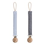 Mushie & Co Linen Pacifier Clip - 2 Pack (Powder Blue/Deep Sea)