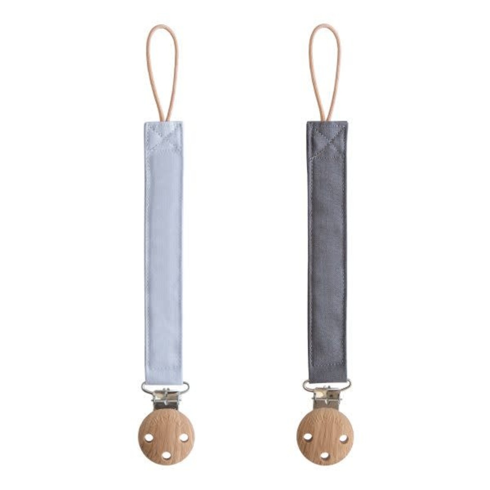 Mushie & Co Linen Pacifier Clip - 2 Pack (Powder Blue/Deep Sea)