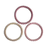 Mushie & Co Pearl Teether Bracelet - 3 Pack (Linen/Peony/Pale Pink)