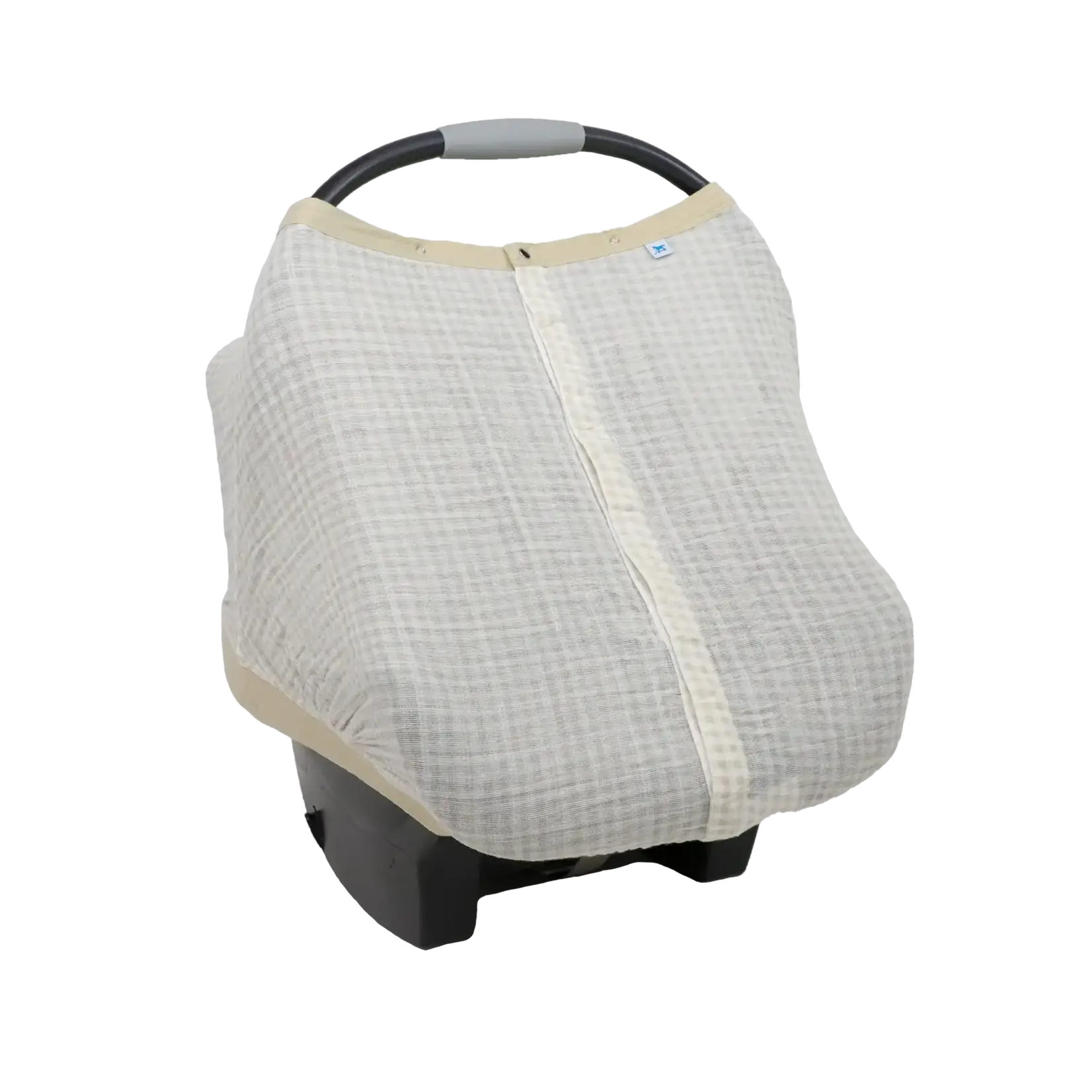 Kicks and Giggles Cotton Muslin Car Seat Canopy - Tan Gingham