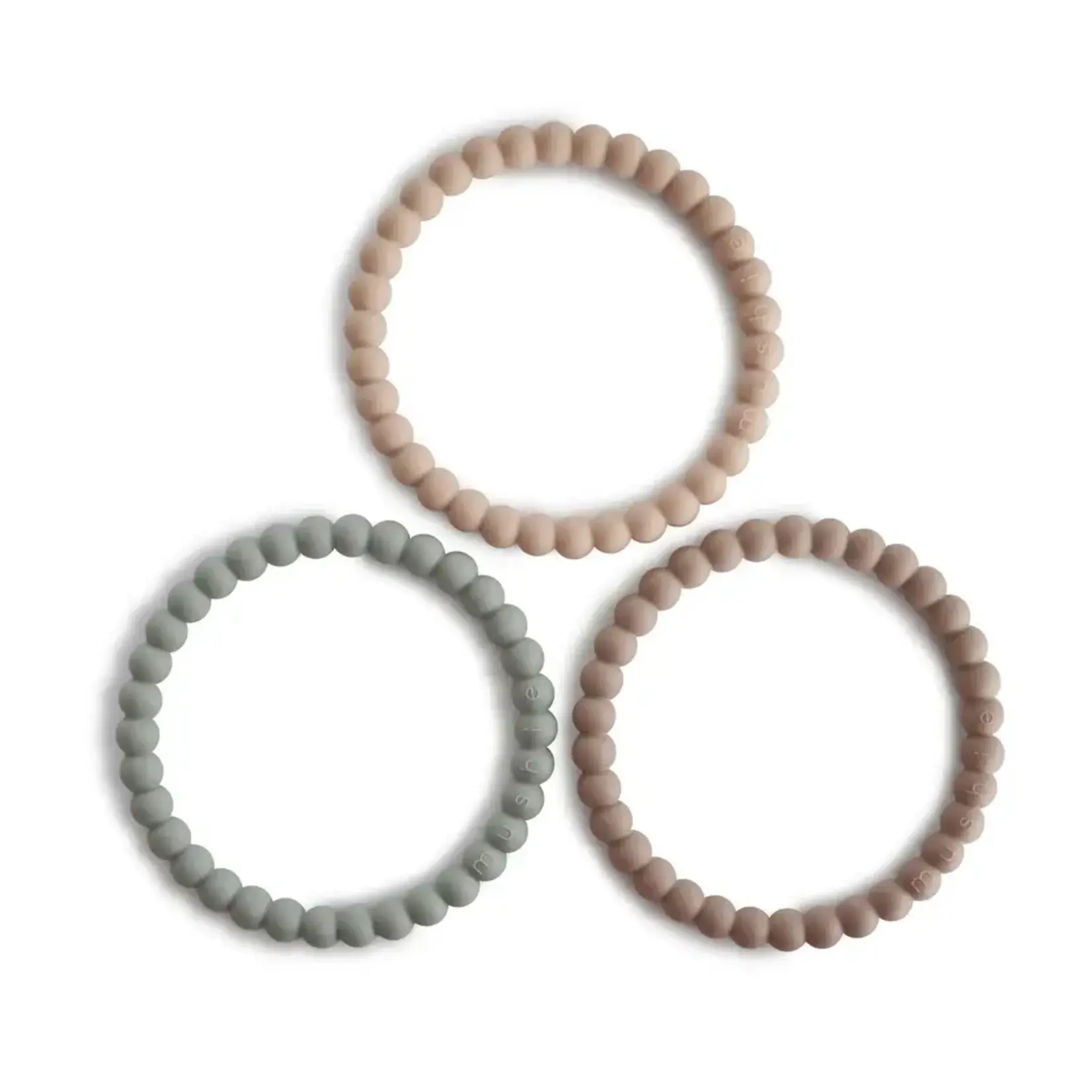 Mushie & Co Pearl Teether Bracelet - 3 Pack (Clary Sage/Tuscany/Desert Sand)