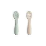 Mushie & Co First Feeding Baby Spoons | Cambridge Blue/Shifting Sands