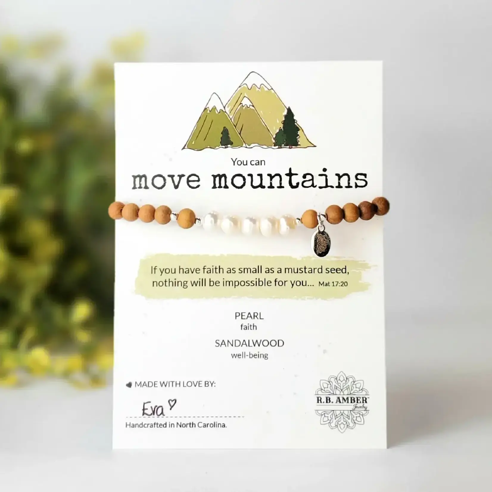 Kicks and Giggles Freshwater Pearl | "You Can Move Mountains" Gem Bracelet
