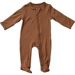 Mebie Baby Bamboo Zipper Footie - Rust