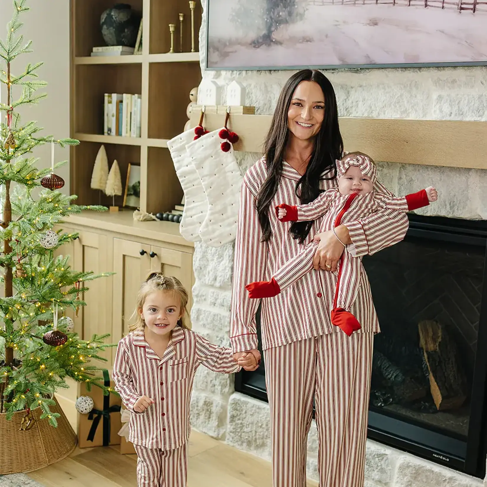 Mebie Baby Holiday Collared Set | Red Stripes