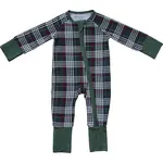 Mebie Baby Holiday Footie | Green Plaid