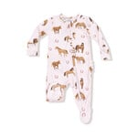 Angel Dear 2 Way Zipper Ruffle Footie | Horses Pink
