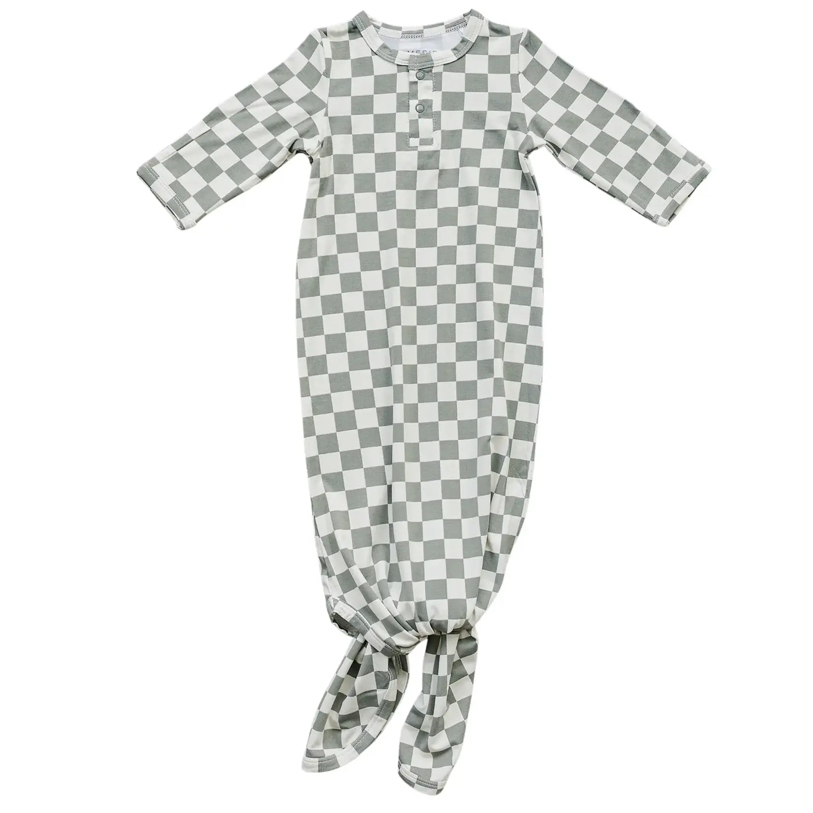 Mebie Baby Knot Gown - Light Green Check Bamboo