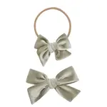 Lou Lou and Company Velvet Bow Headband Small - Pewter