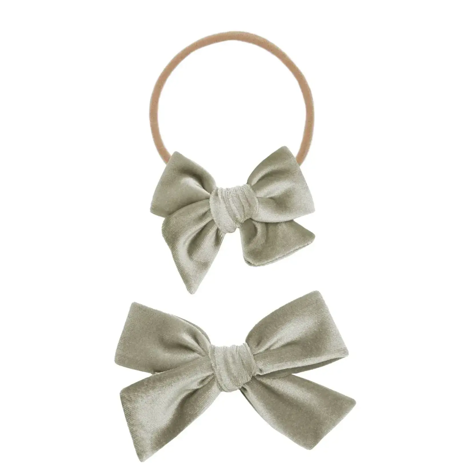 Lou Lou and Company Velvet Bow Headband Small - Pewter