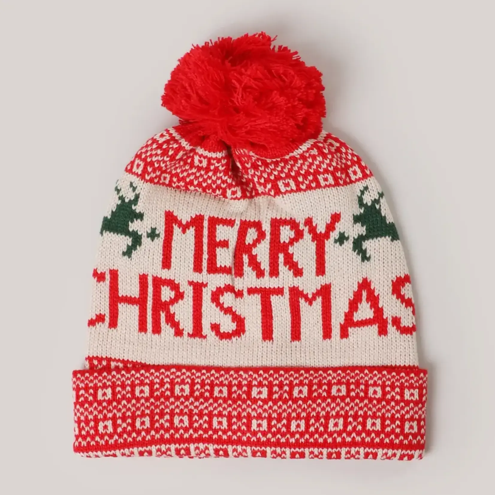 Fashion City Classic Christmas Knit Beanie with Pom