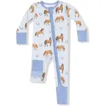 Angel Dear 2 Way Zipper Romper - Horses Blue