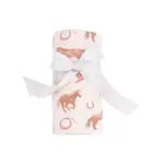 Angel Dear Bamboo Swaddle Blanket - Horses Pink