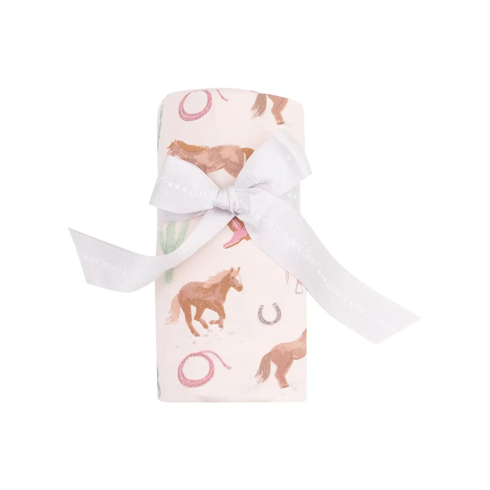 Angel Dear Bamboo Swaddle Blanket - Horses Pink