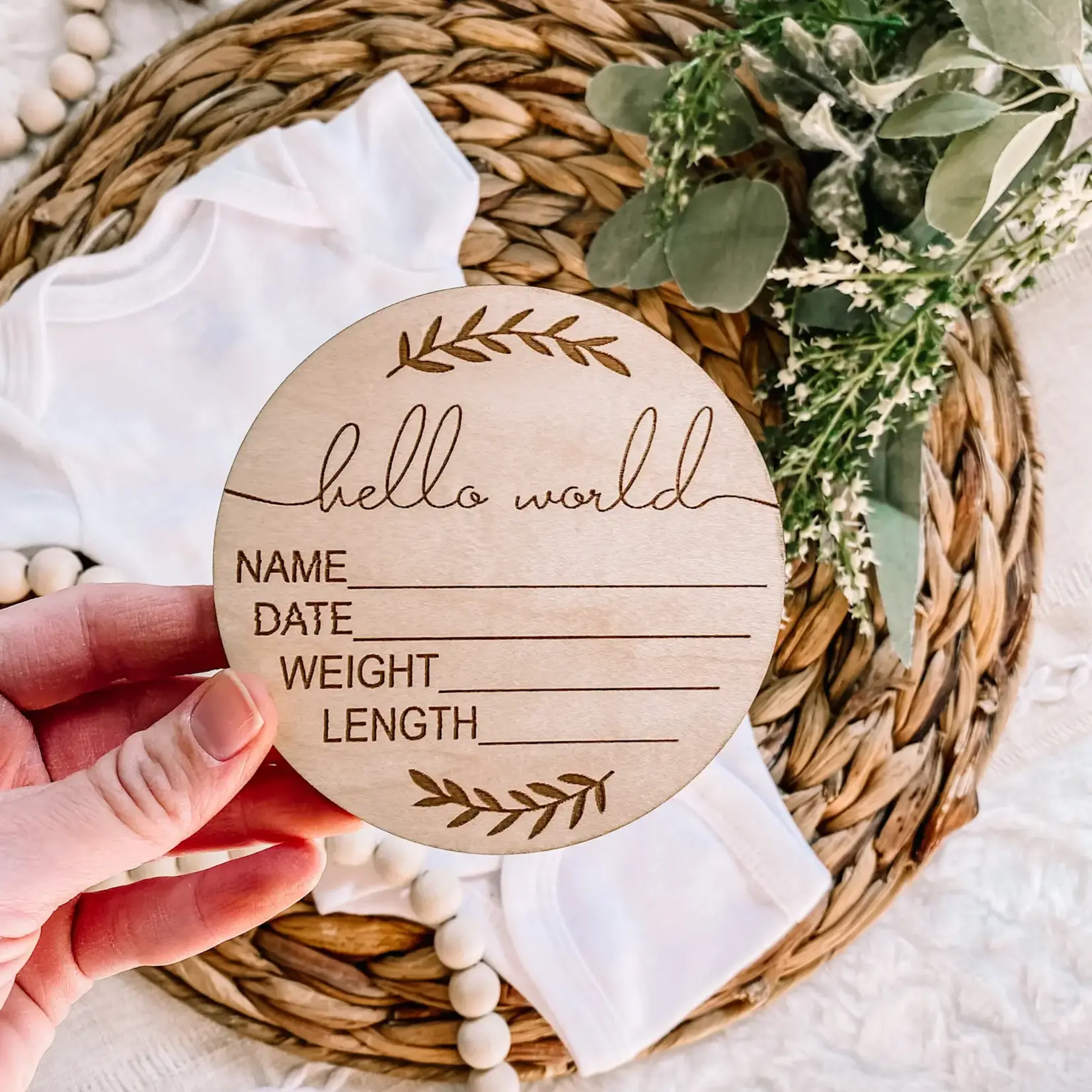 Brands We Love Birth Announcement Wood Disc - Vine
