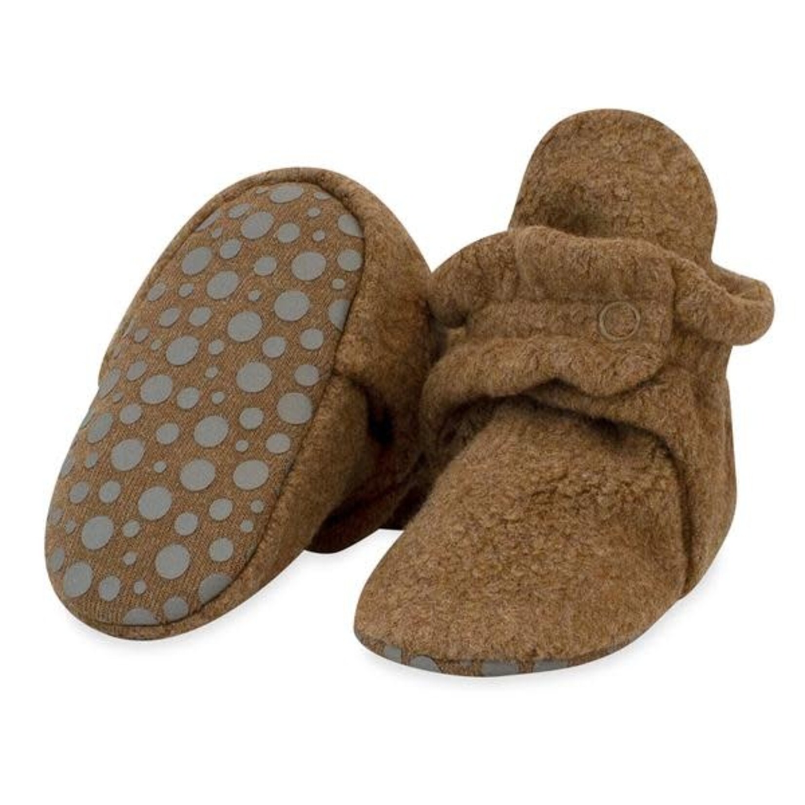 Zutano Cozie Fleece Gripper Bootie -  Heather Mocha