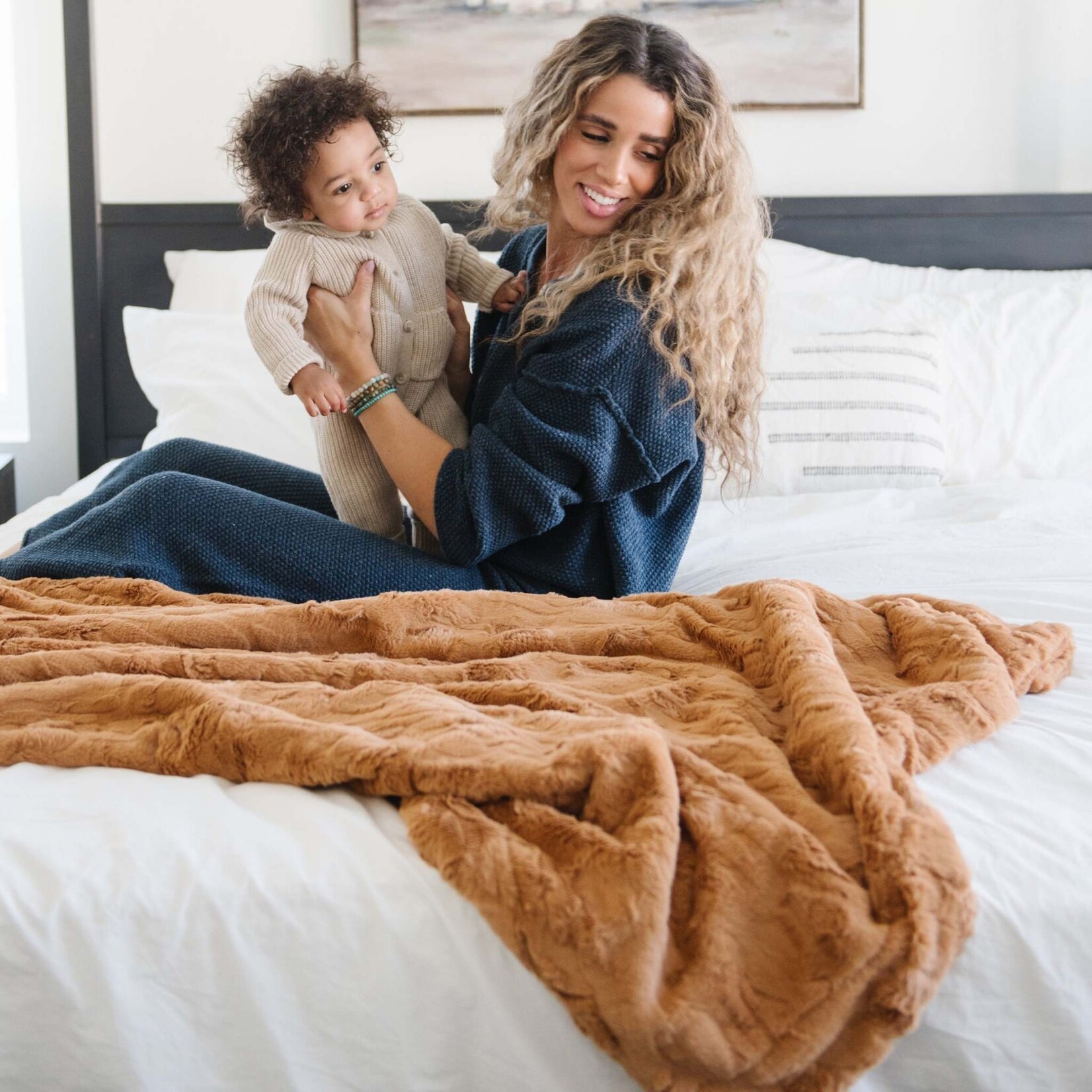 Saranoni Throw Blanket Patterned Faux Fur | Copper