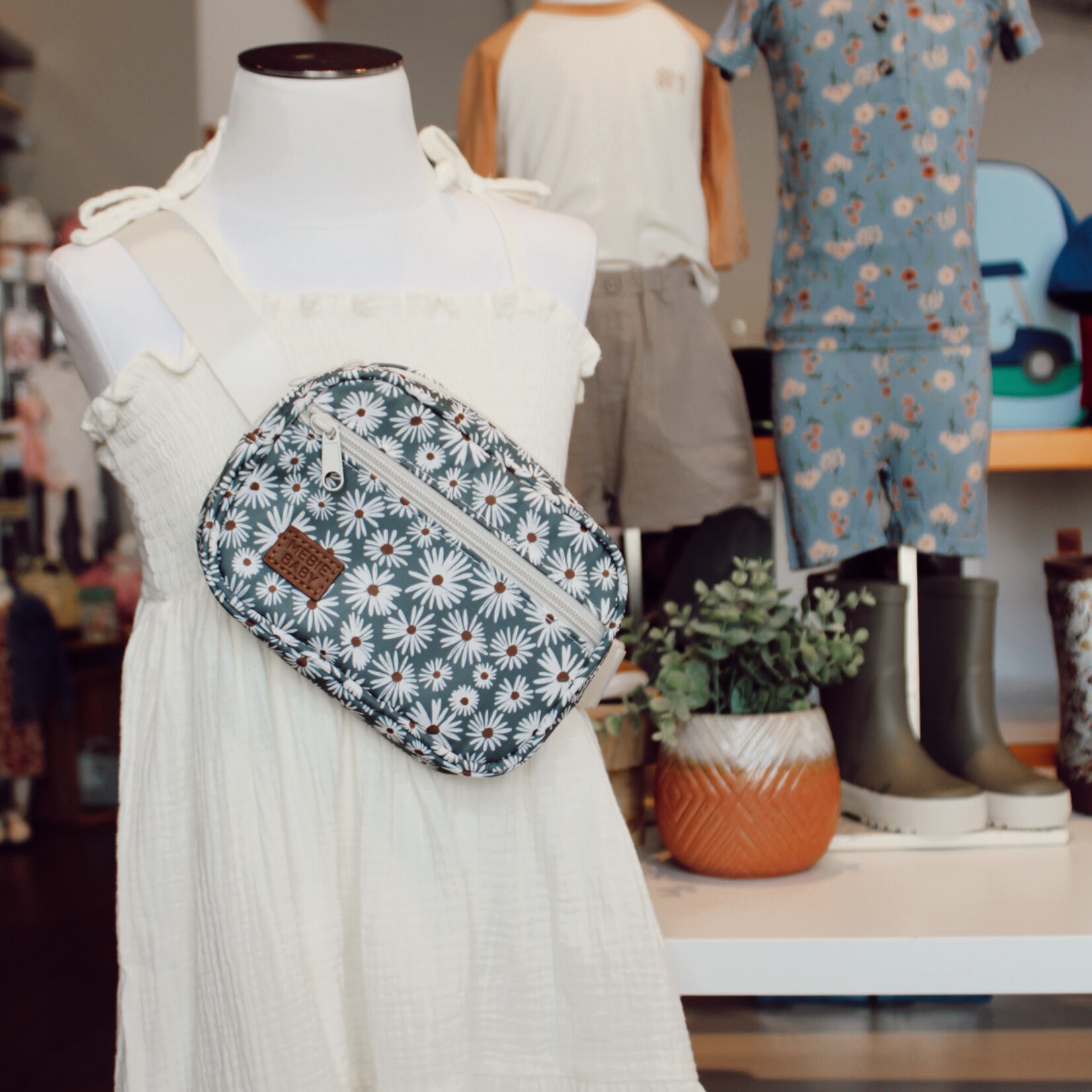 Mebie Baby Mini Fanny Pack Green Daisy