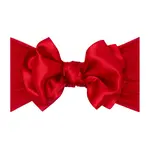Baby Bling Bows Soft Nylon Headband with Satin Bow - Cherry Red