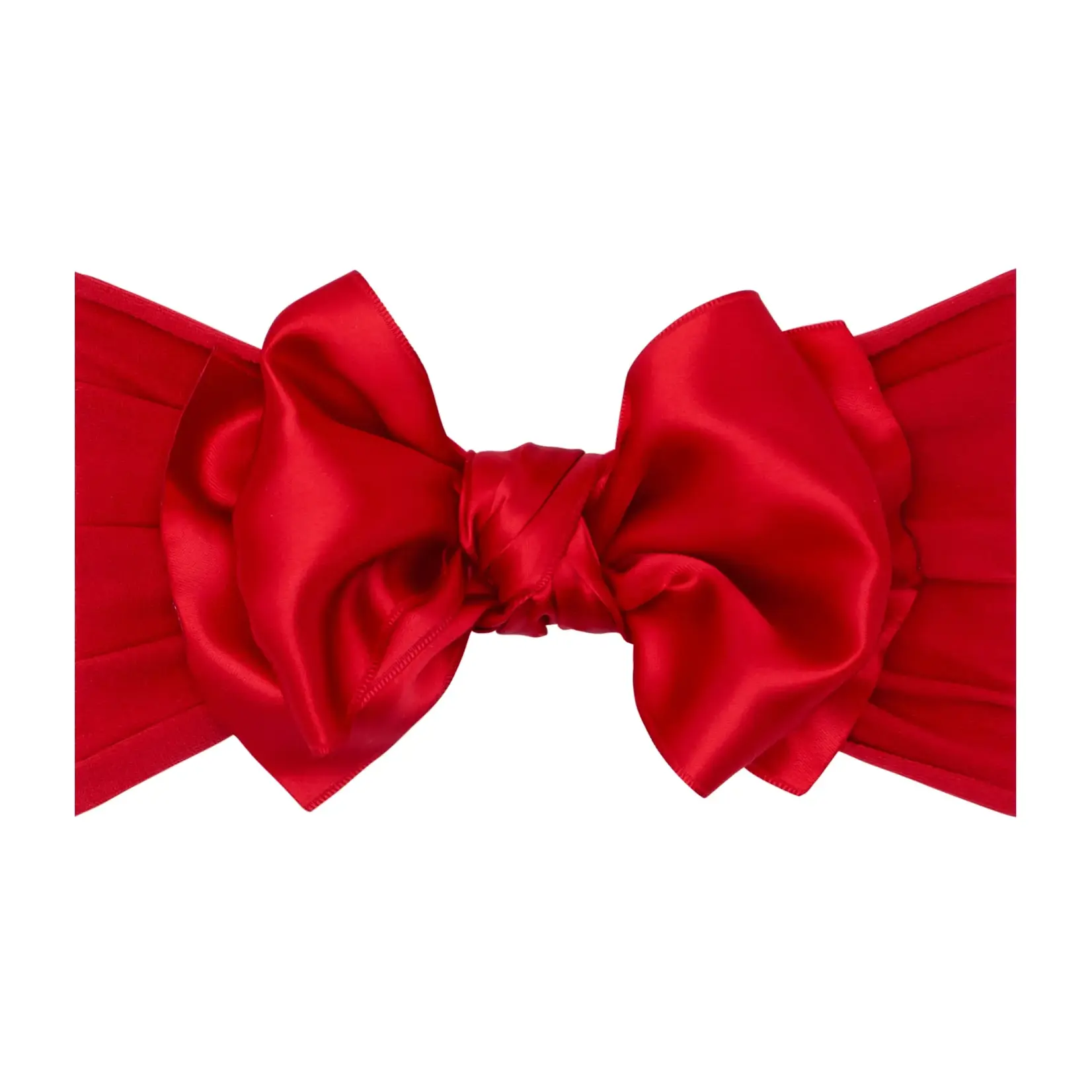 Baby Bling Bows Soft Nylon Headband with Satin Bow - Cherry Red