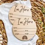 Brands We Love Birth Announcement Wood Disc - Rainbow Wood