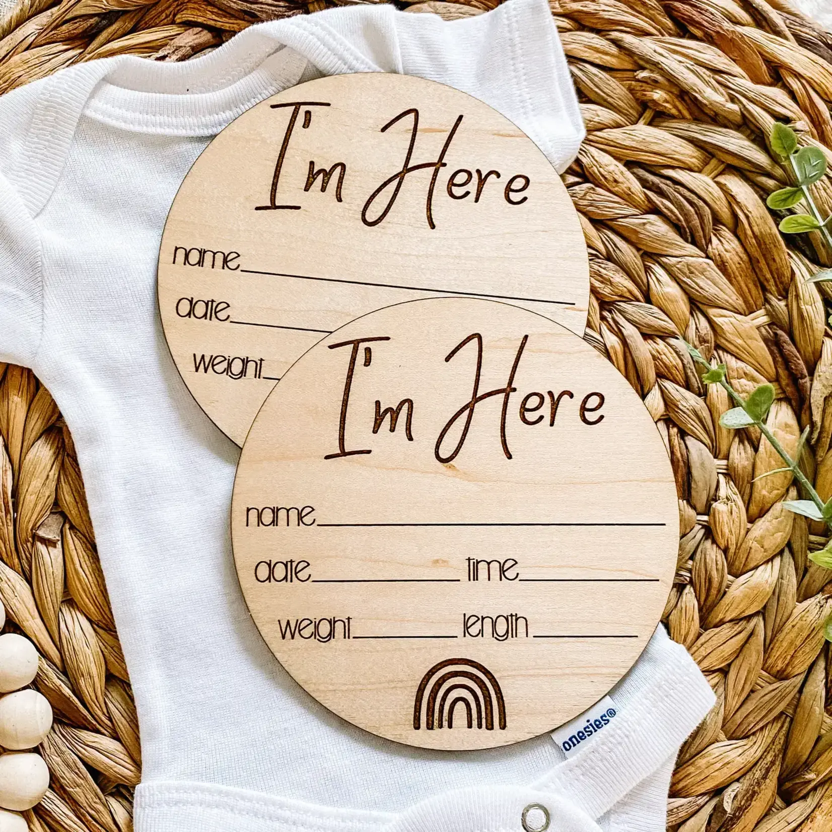 Brands We Love Birth Announcement Wood Disc - Rainbow Wood