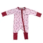babysprouts clothing company Baby Zip Romper | Christmas Candy Cane