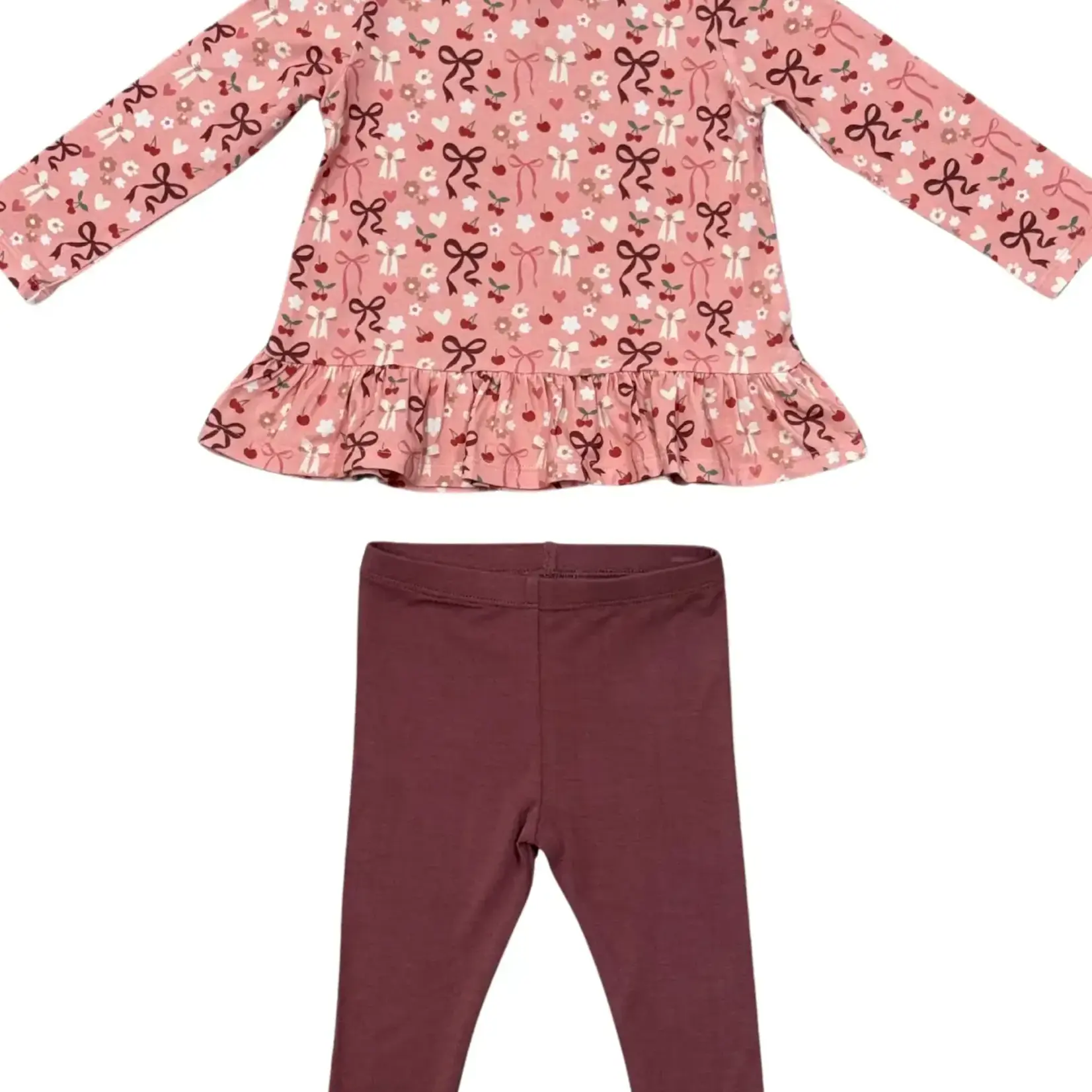 babysprouts clothing company Baby Girl Peplum Top Set | Cherry Hearts