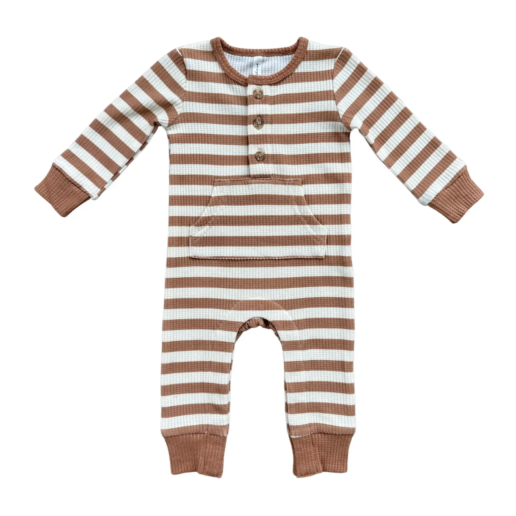babysprouts clothing company Baby Waffle Romper | Caramel Stripe