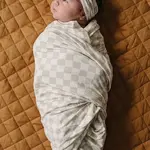 Mebie Baby Bamboo Stretch Swaddle - Taupe Checkered