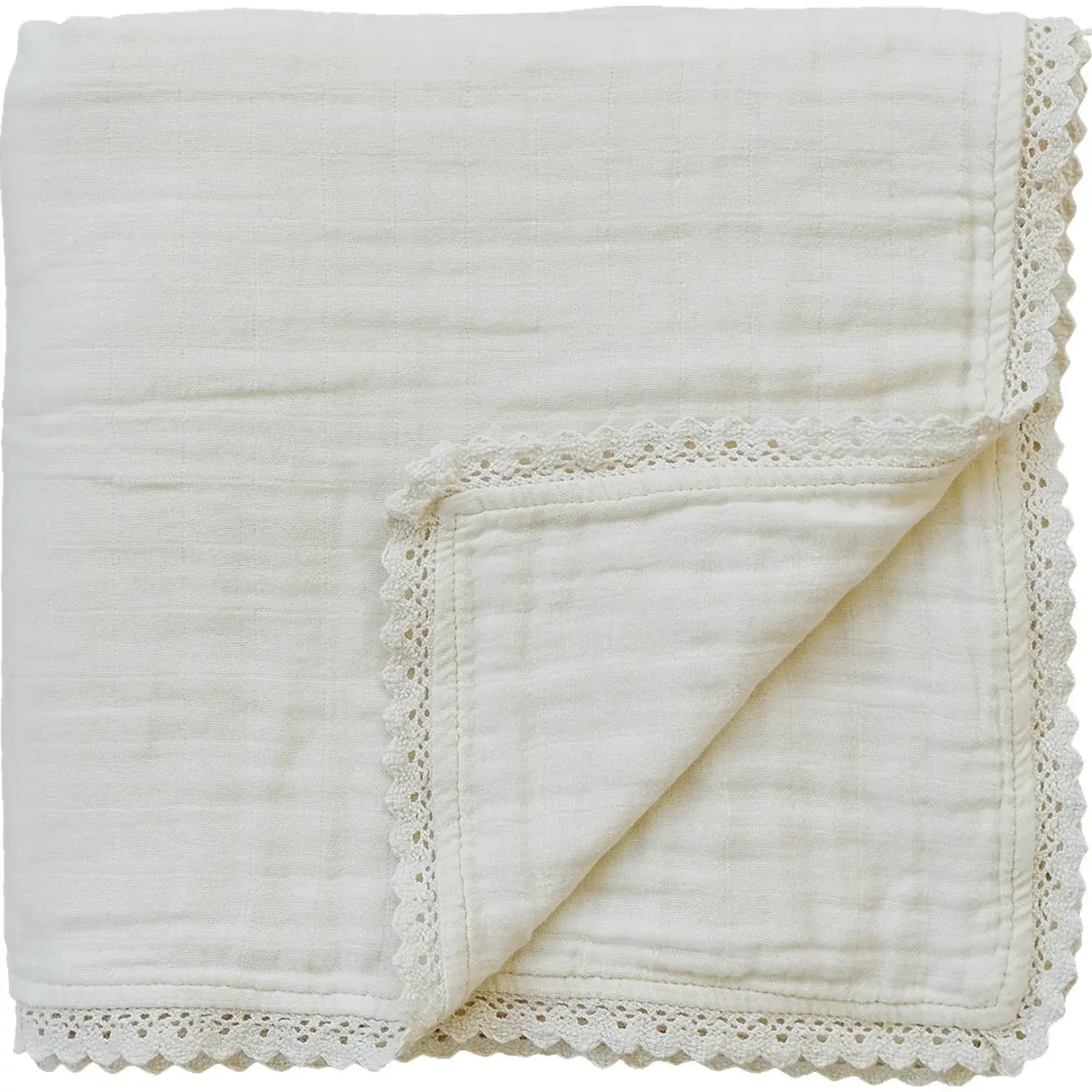 Mebie Baby Muslin Quilt - Cream Lace