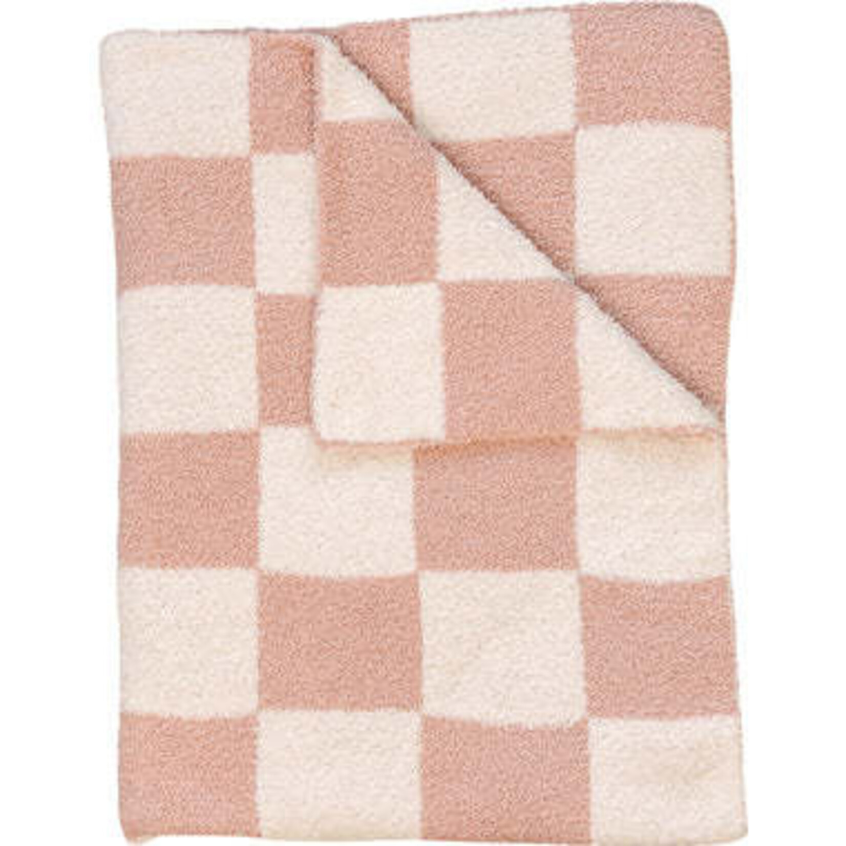 Mebie Baby Plush Blanket Throw - Pink Checkered