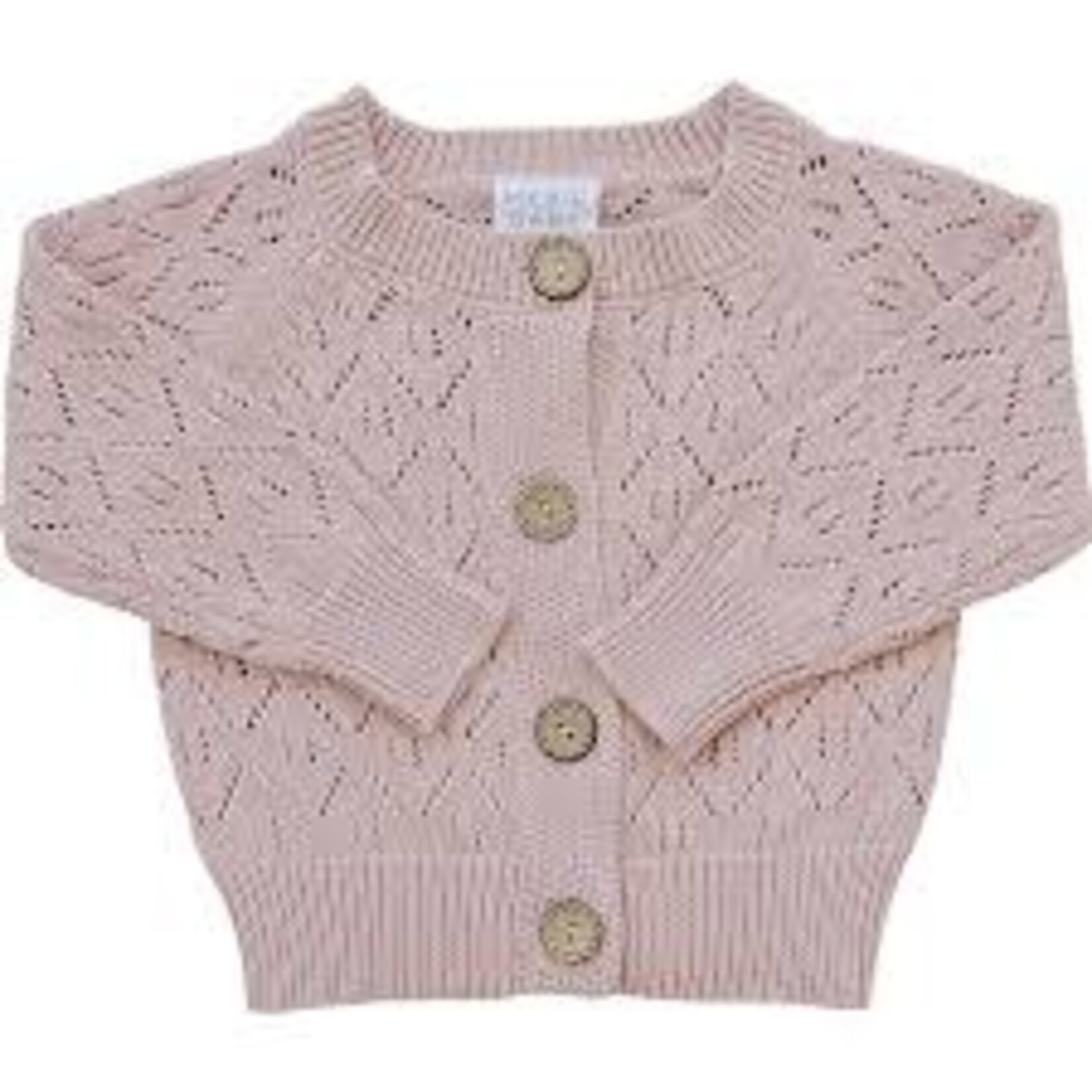 Mebie Baby Cardigan Baby Sweater - Pink Pointelle