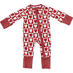 Mebie Baby Bamboo Zipper Romper - Checkered Hearts