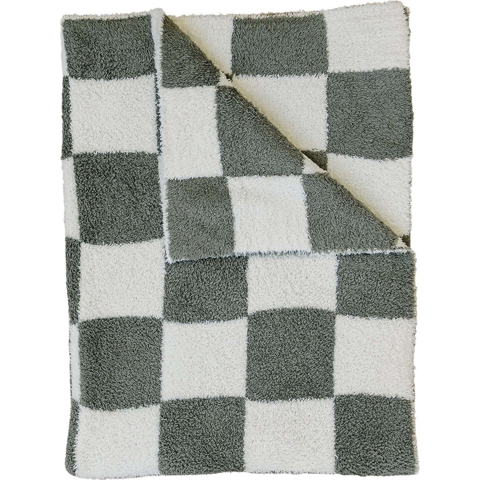 Mebie Baby Plush Blanket - Green Checkered  (30x40)